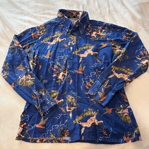 Esley Blue GSP and Bird PJ Button-Up Shirt